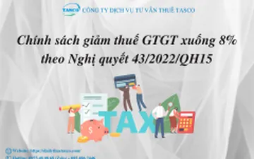 Chính sách giảm thuế GTGT xuống 8% theo Nghị quyết 43/2022/QH15