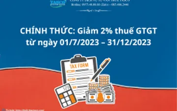 CHÍNH THỨC: Giảm 2% thuế GTGT từ ngày 01/7/2023 – 31/12/2023