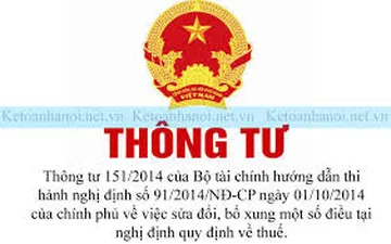 THÔNG TƯ 151/2014/TT-BTC