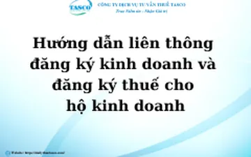 Hướng dẫn liên thông đăng ký kinh doanh và đăng ký thuế cho hộ kinh doanh