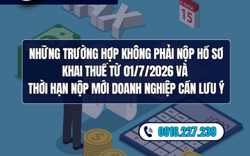 Những trường hợp không phải nộp hồ sơ khai thuế từ 01/7/2026 và thời hạn nộp mới doanh nghiệp cần lưu ý