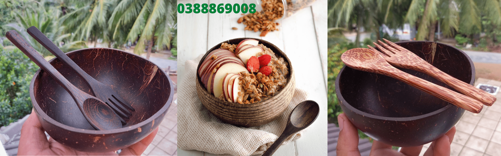 Tô chén bát muỗng nĩa gáo dừa gỗ dừa