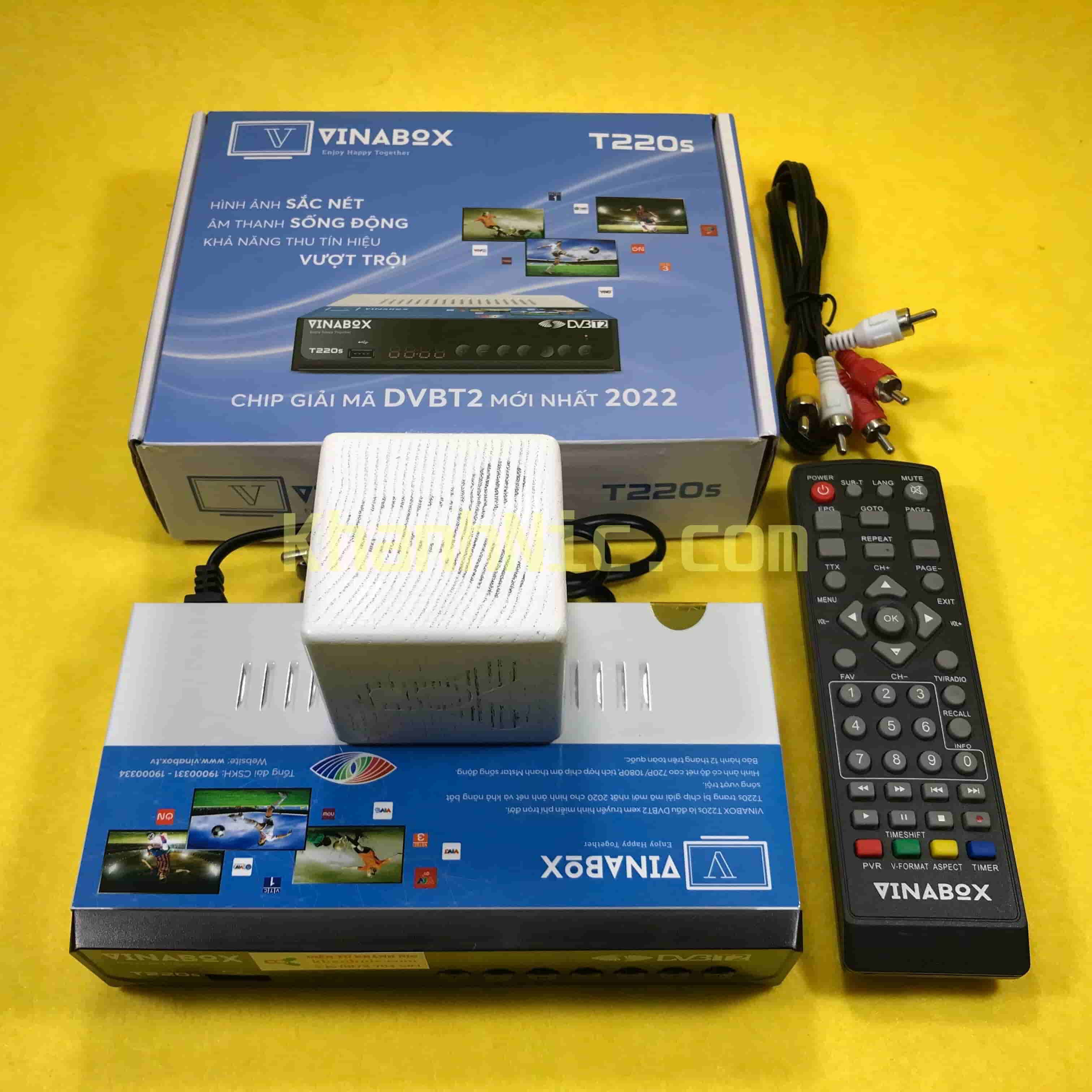 Đầu thu DVB T2 Vinabox T220s xem miễn phí 90 kênh | Khánh Nic