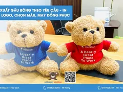 Sản xuất gấu bông theo yêu cầu – In thêu logo, chọn màu, may đồng phục