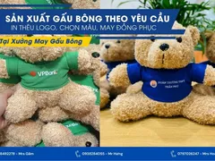 Sản xuất gấu bông theo yêu cầu – In thêu logo, chọn màu, may đồng phục