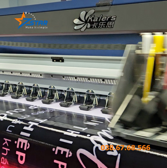 Máy in bạt khổ lớn 3m2 Kaler E8 - đầu phun Konica 512i hoặc KM 1024i, giá bao nhiêu?