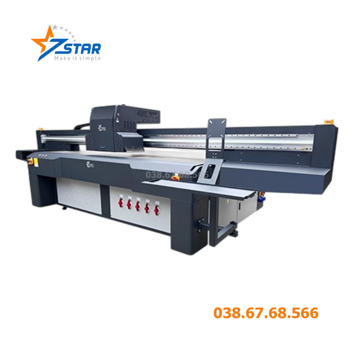 Máy in UV phẳng Kaler FB2513 đầu phun Ricoh Gen 5, 6 - Kích thước 2,5x1,3m - Giá bao nhiêu?