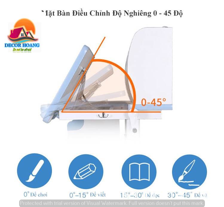 Các góc độ của bàn học thông minh chống gù chống cận tphcm