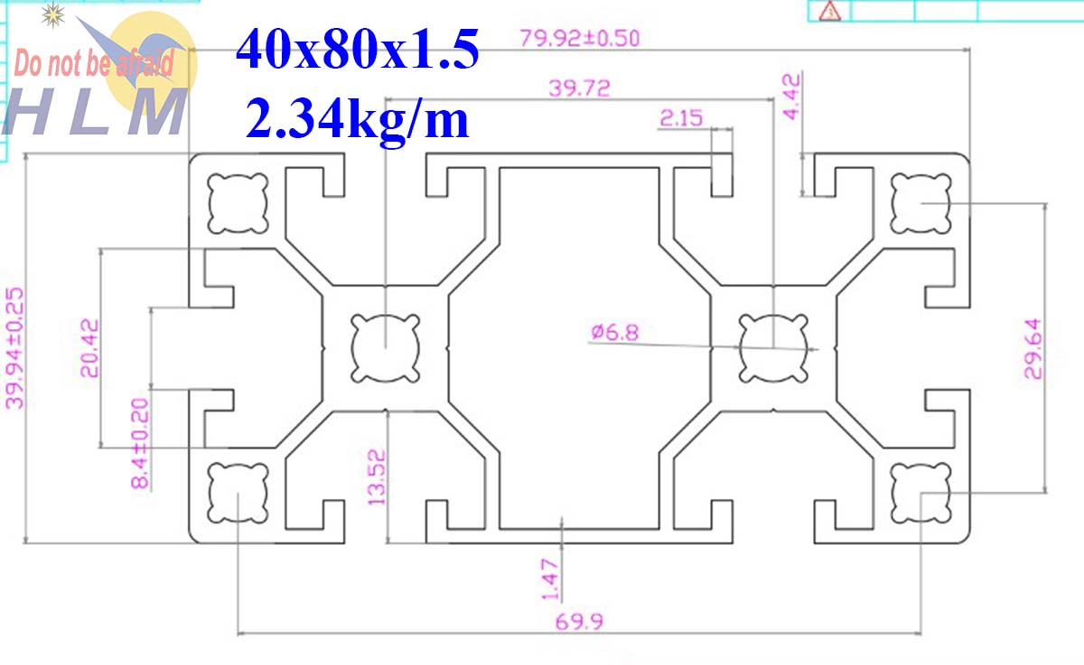 Nhôm định hình 40x80 thcm