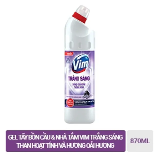 Nước tẩy rửa Vim trắng sáng oải hương than hoạt tính 870ml