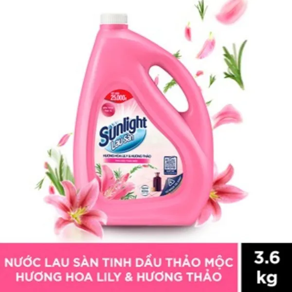 Nước lau sàn Sunlight tinh dầu thảo mộc lily hương thảo can 3.6kg