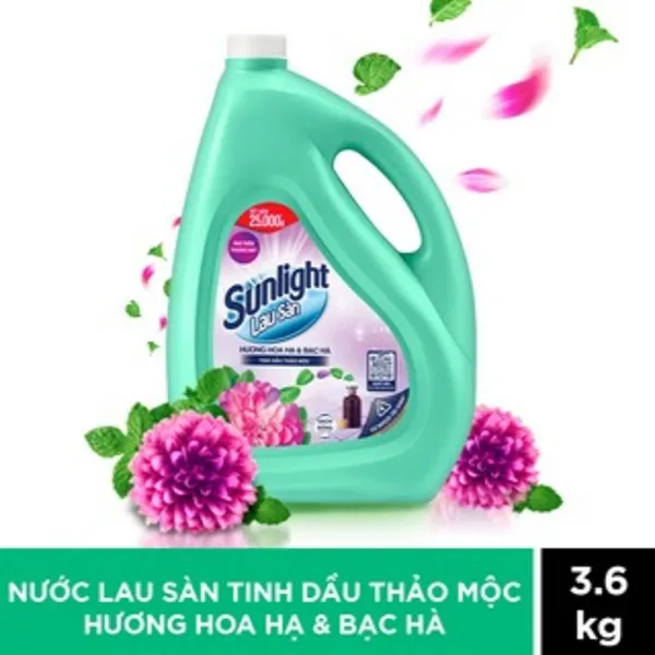 Nước lau sàn Sunlight tinh dầu thảo mộc hoa hạ bạc hà can 3.6kg