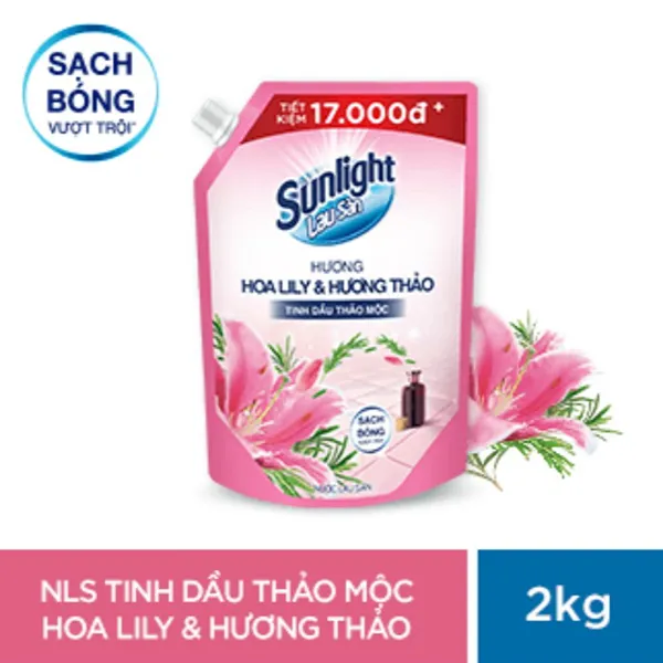 Nước lau sàn Sunlight tinh dầu thảo mộc lily hương thảo túi 2kg