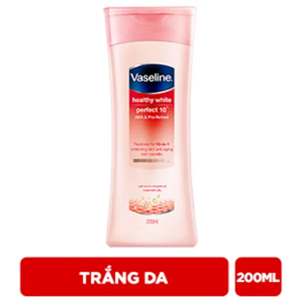 Sữa dưỡng thể Vaseline Trắng Da 10 Lợi Ích chai 200ml