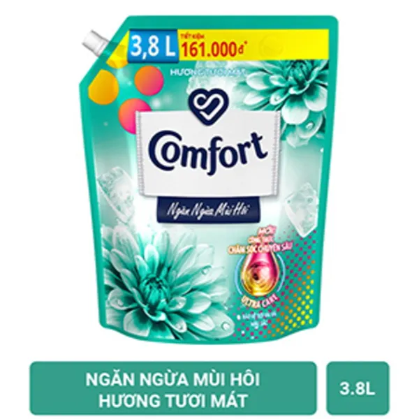 Nước xả Comfort ngăn ngừa mùi hôi hương tươi mát 3.8l