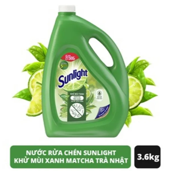 Nước rửa chén Sunlight trà xanh can 3.6kg