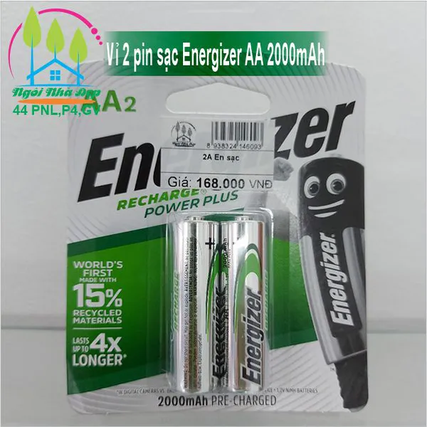 Vỉ 2 pin sạc Energizer AA 2000mAh