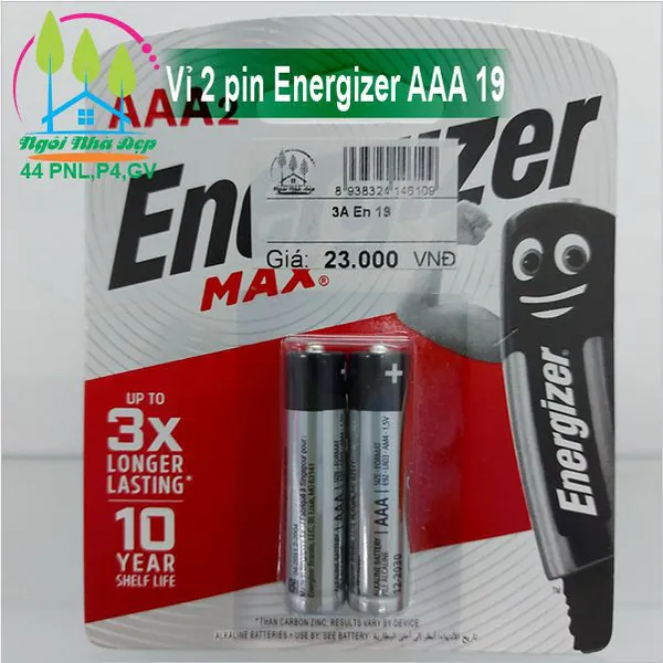 Vỉ 2 pin Energizer AAA 19