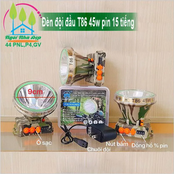 Đèn đội đầu T86 45w pin 15 tiếng