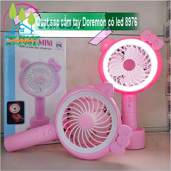 Quạt sạc cầm tay Doremon có led 8976