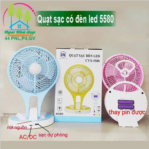Quạt sạc có đèn led 5580
