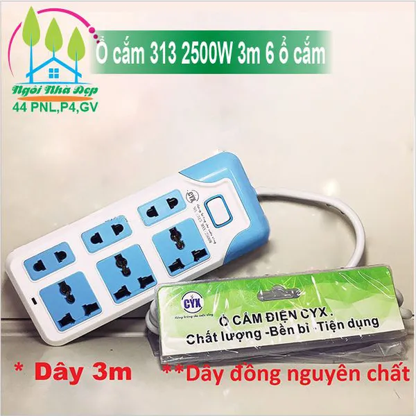 Ổ cắm 313 2500W 3m 6 ổ cắm