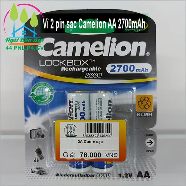 Vỉ 2 pin sạc Camelion AA 2700mAh