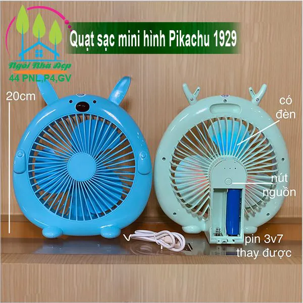 Quạt sạc mini hình Pikachu 1929