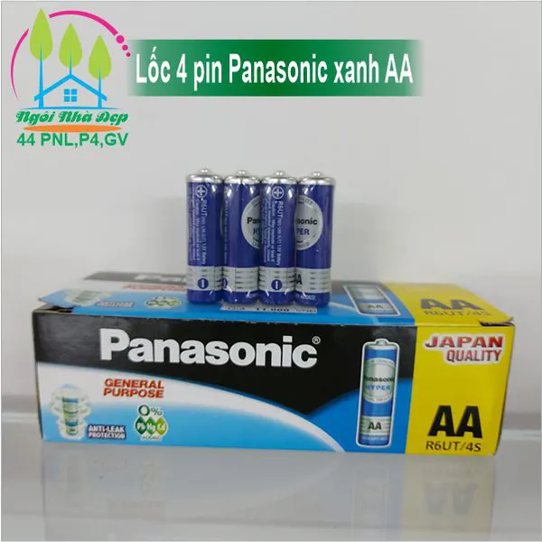 Lốc 4 pin Panasonic xanh AA