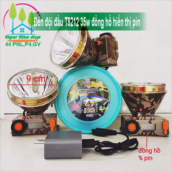 Đèn đội đầu T8212 35w đồng hồ hiển thị pin