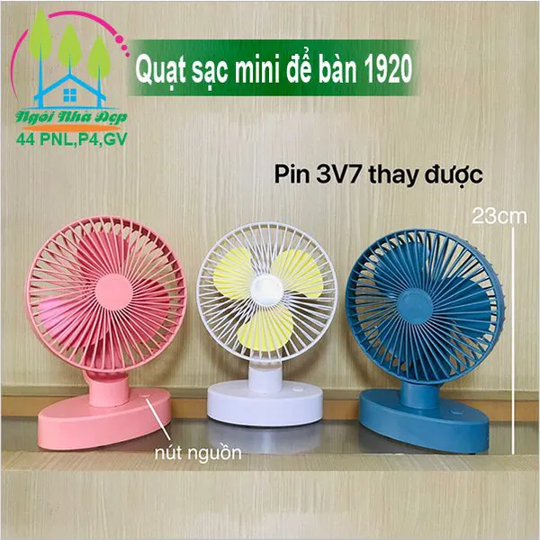 Quạt sạc mini để bàn 1920