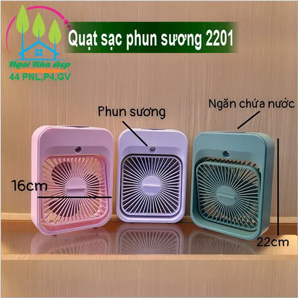 Quạt sạc phun sương 2201