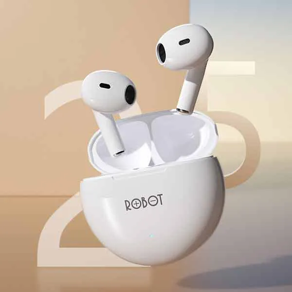 Tai nghe Bluetooth Semi-in-ear ROBOT FLYBUDS T10 trắng