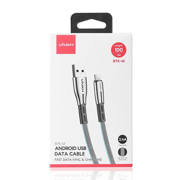 Cáp Sạc Micro USB BTK-M Blue White 2.4A 1m
