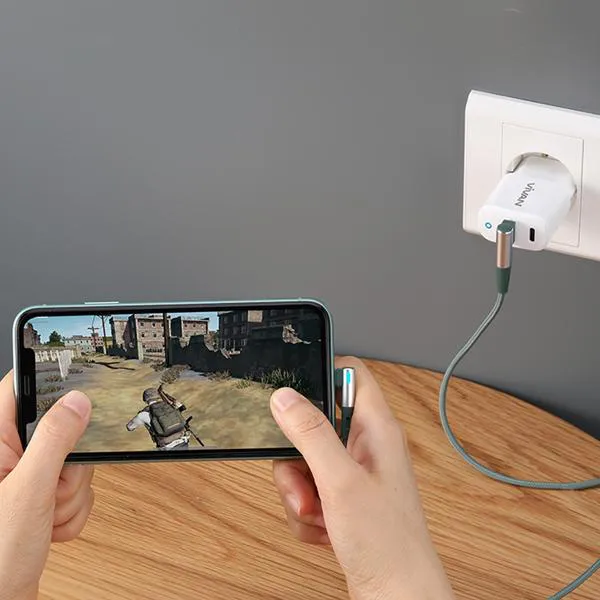 Cáp chữ L Gaming cổng Lightning 2.4A 1M BWL100S Green