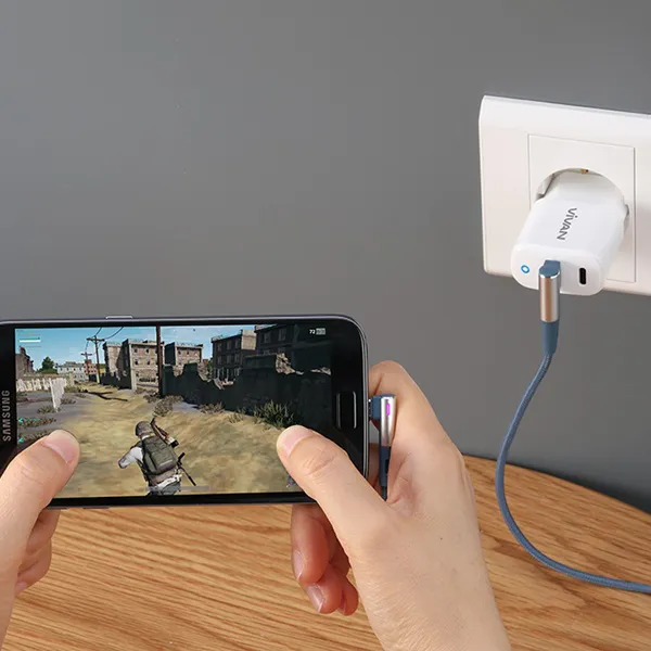 Cáp chữ L Gaming cổng Micro 2.4A 1M BWM100S Blue