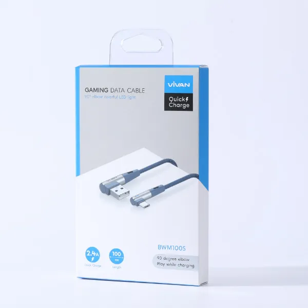 Cáp chữ L Gaming cổng Micro 2.4A 1M BWM100S Blue