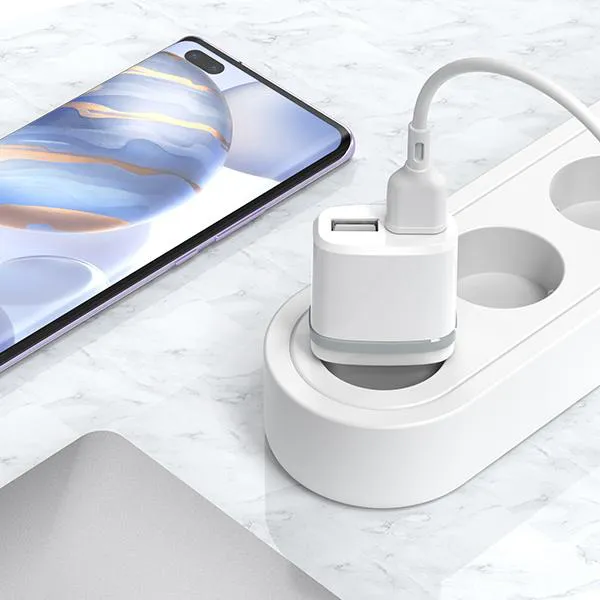 Cốc Sạc RT-K9 White 2 USB 2.1A  Kèm Cáp Micro