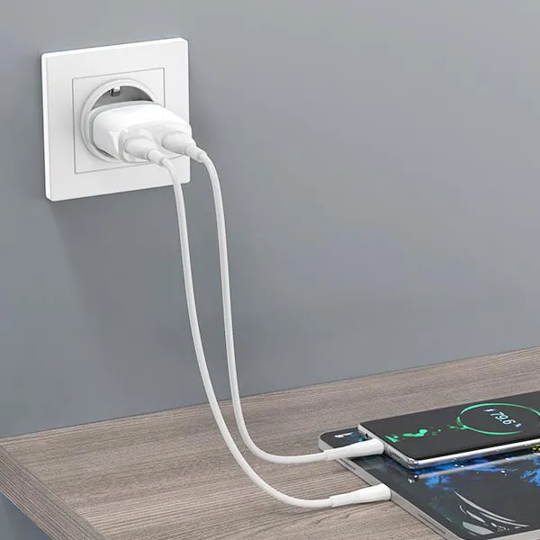Cốc Sạc RT-K9 White 2 USB 2.1A  Kèm Cáp Micro