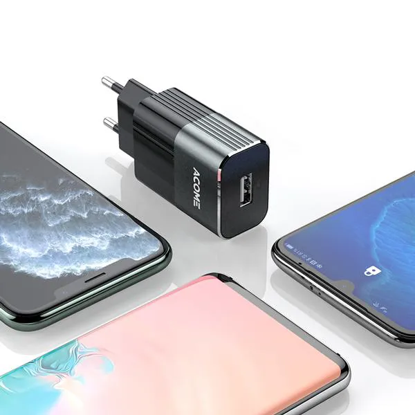 Cốc Sạc Nhanh AC01 Black Grey 1 USB 18W 3A QC 3.0
