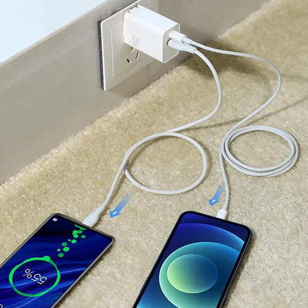 Cốc sạc nhanh Power 25U White 25W PD/QC 3.0 2 cổng USB-A/Type-C