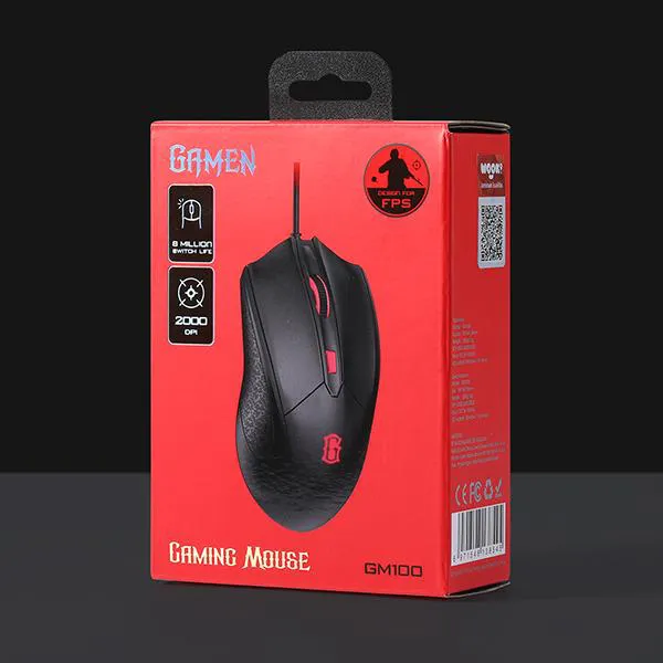 Chuột Gaming đèn nền LED 2000DPI GM100 Black