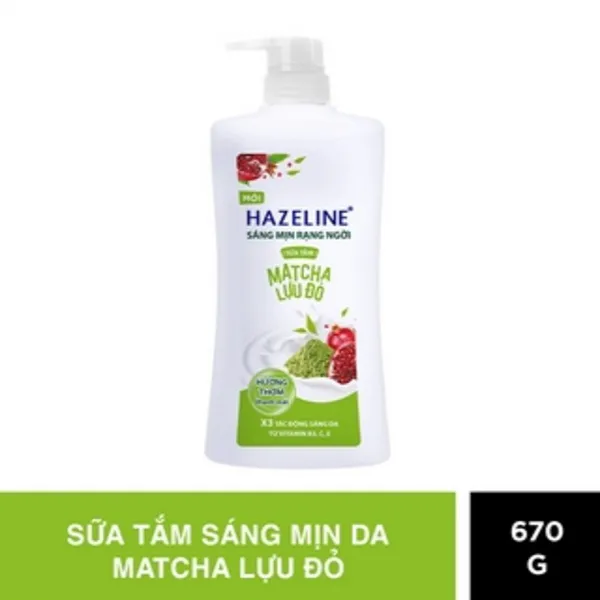 Sữa tắm Hazeline sáng mịn matcha lựu đỏ 670g