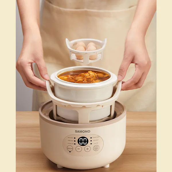 Nồi nấu chậm đa năng Nồi sứ 0.8L SW-SCB08 Apricot