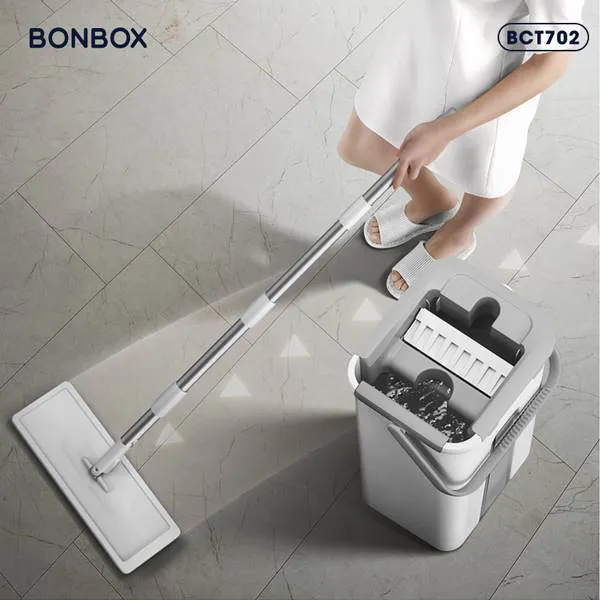 Bộ cây lau nhà tự vắt kèm thùng chứa BCT702 grey+white