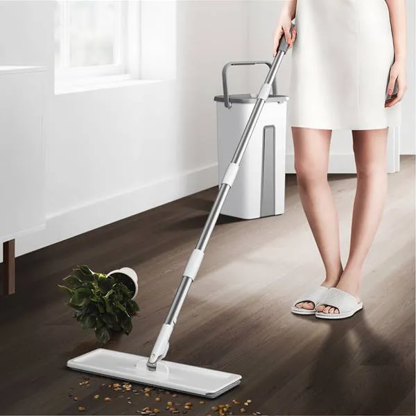 Bộ cây lau nhà tự vắt kèm thùng chứa BCT702 grey+white