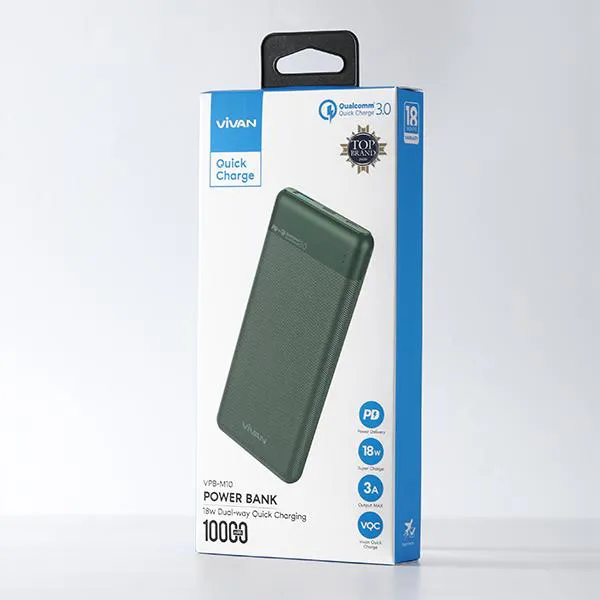 Pin sạc dự phòng VPB-M10 Green 10000mAh Sạc Nhanh 18W PD+QC 3.0