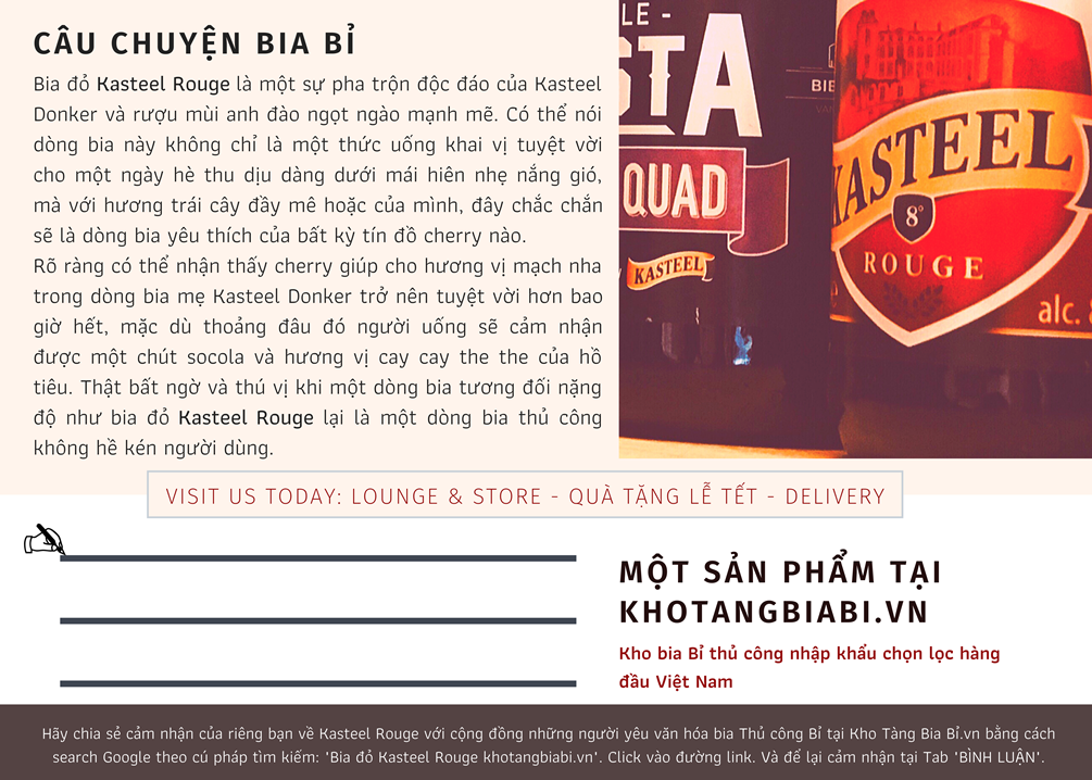 Câu chuyện bia Đỏ Thủ công Nhập khẩu Cao cấp Kasteel Rouge 8,0% Abv.