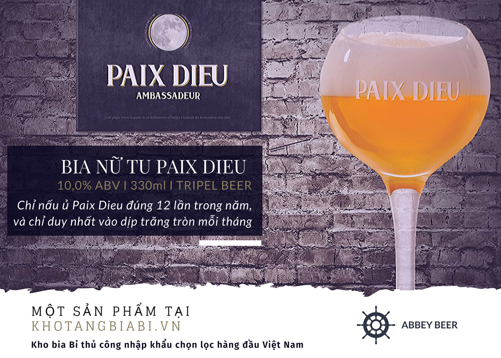 Mô tả bia Nữ tu Bỉ Paix Dieu – Dòng bia vàng 10% ABV Chỉ ủ vào mỗi dịp trăng rằm
