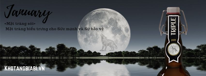 Biểu tượng bia Nữ tu Paix Dieu Trăng tròn Tháng giêng «Mặt trăng sói - Wolf Moon»